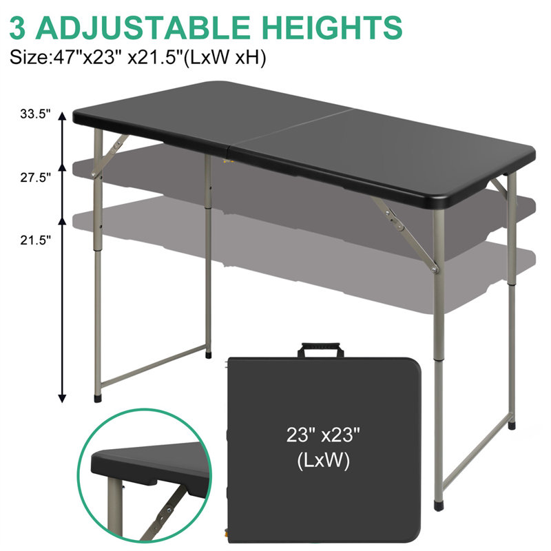 Table de salle à manger pliante 4 pi pour l'intérieur et l'extérieur Campact Sapce