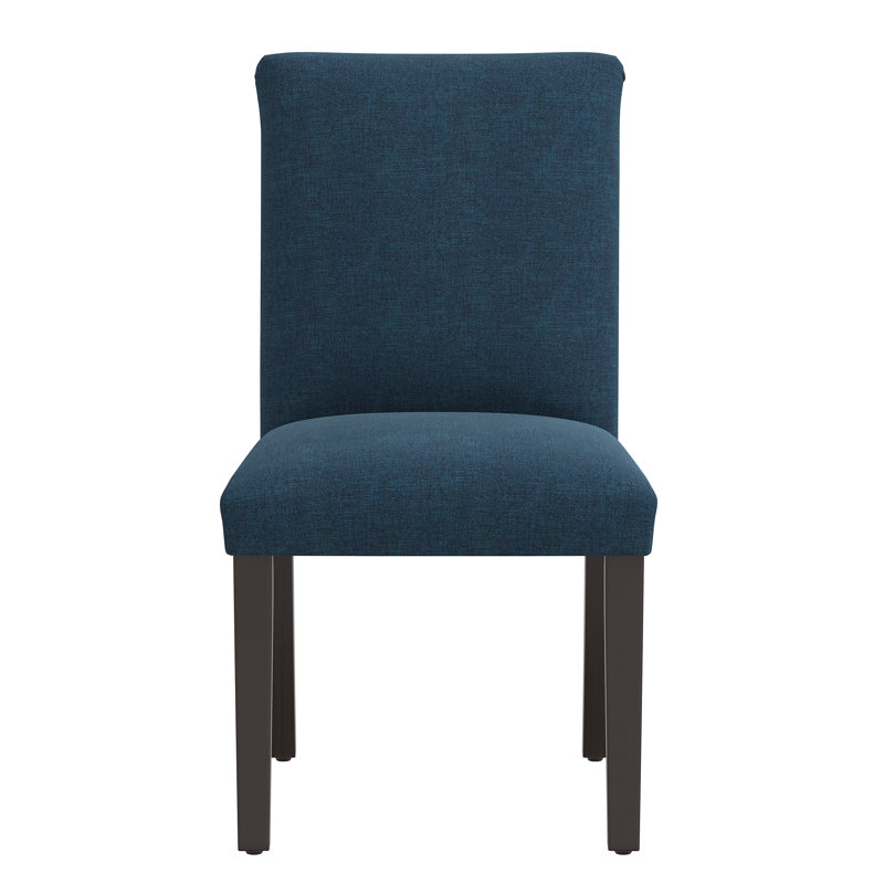 20'' H Upholstered Dining Chair, Zuma Navy Textured Linen, Ancient Stewart Red