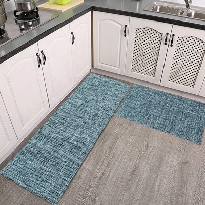 Tapis de couloir luxueux anti-fatigue en coton tissé antidérapant (ensemble de 2) avec support en mousse - 18 po x 30 po | 18 po x 48 po
