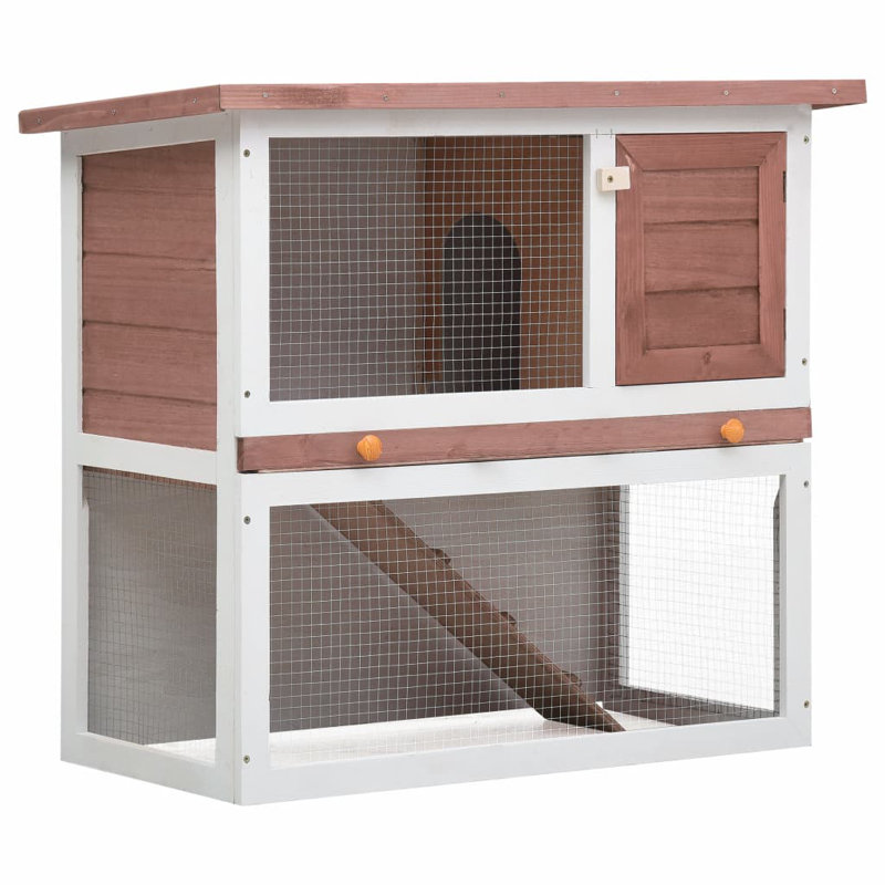 Jaron Weather Resistant Rabbit Hutch, Brown