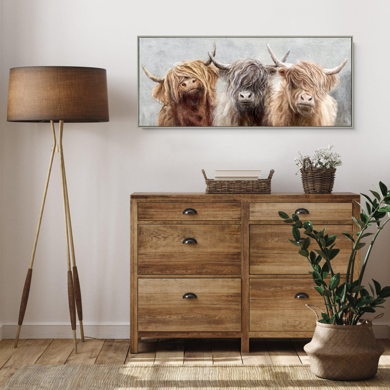 Three Of A Kind by Charlotte Oakley - Single Picture Frame Painting, 35cm H X 82cm W
