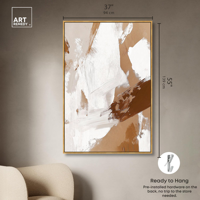 «Cream Contours Boho Decor» par Art Remedy, H 36 po x l 24 po, Cadre doré