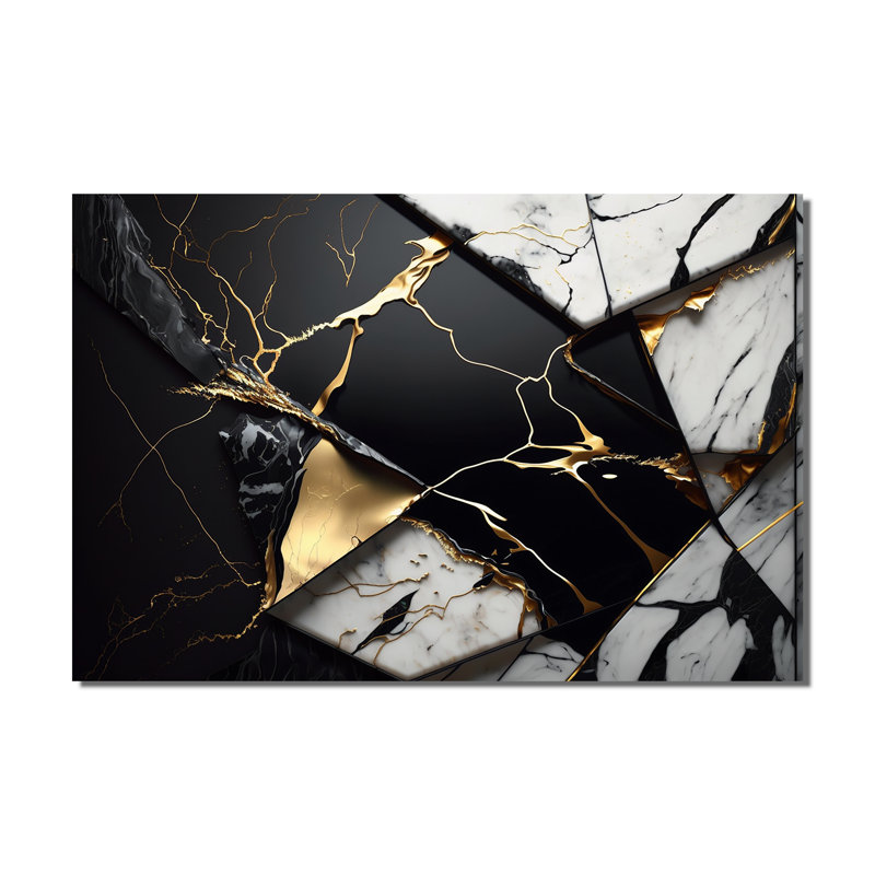 Abstract Geode Gold IV - Art abstrait sur toile marbrée
