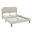 Structure de lit simple en lin avec tête de lit capitonnée à boutons Relexhoon Relexhoon, lit plateforme avec support en lattes de bois-790951559-790951578