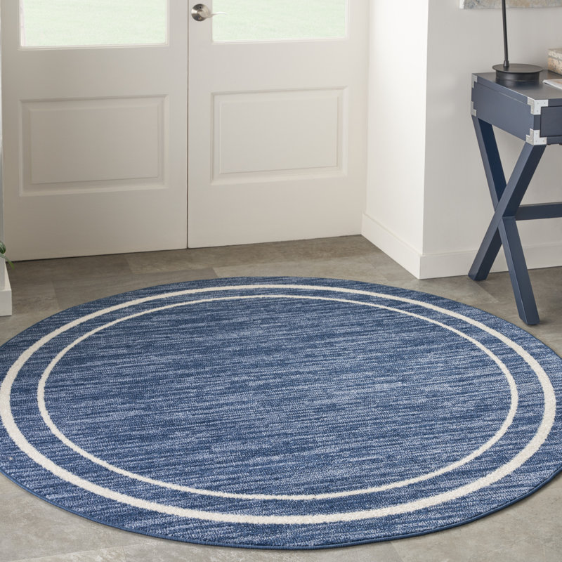 Tapis intérieur / extérieur bleu marine Nourison Essentials, Rond 4 pi