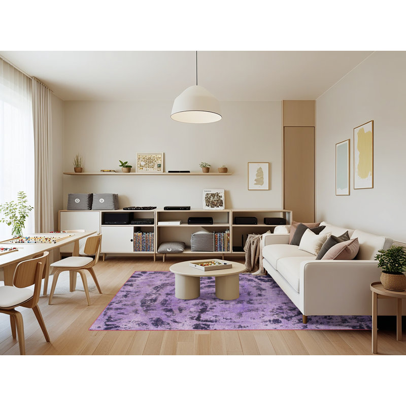 Tapis décoratif multicolore à motif abstrait, Rectangle 7 pi x 9 pi