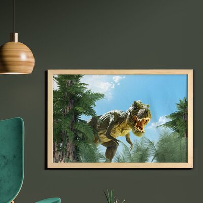 Ambesonne Fantasy Wall Art With Frame, Giant Dinosaur In Forest Jurassic Monster Fossil Creature Digital Design, Printed Fabric Poster For Bathroom Li -  East Urban Home, 83ADDE2D2691460C8F761B32321A77DB
