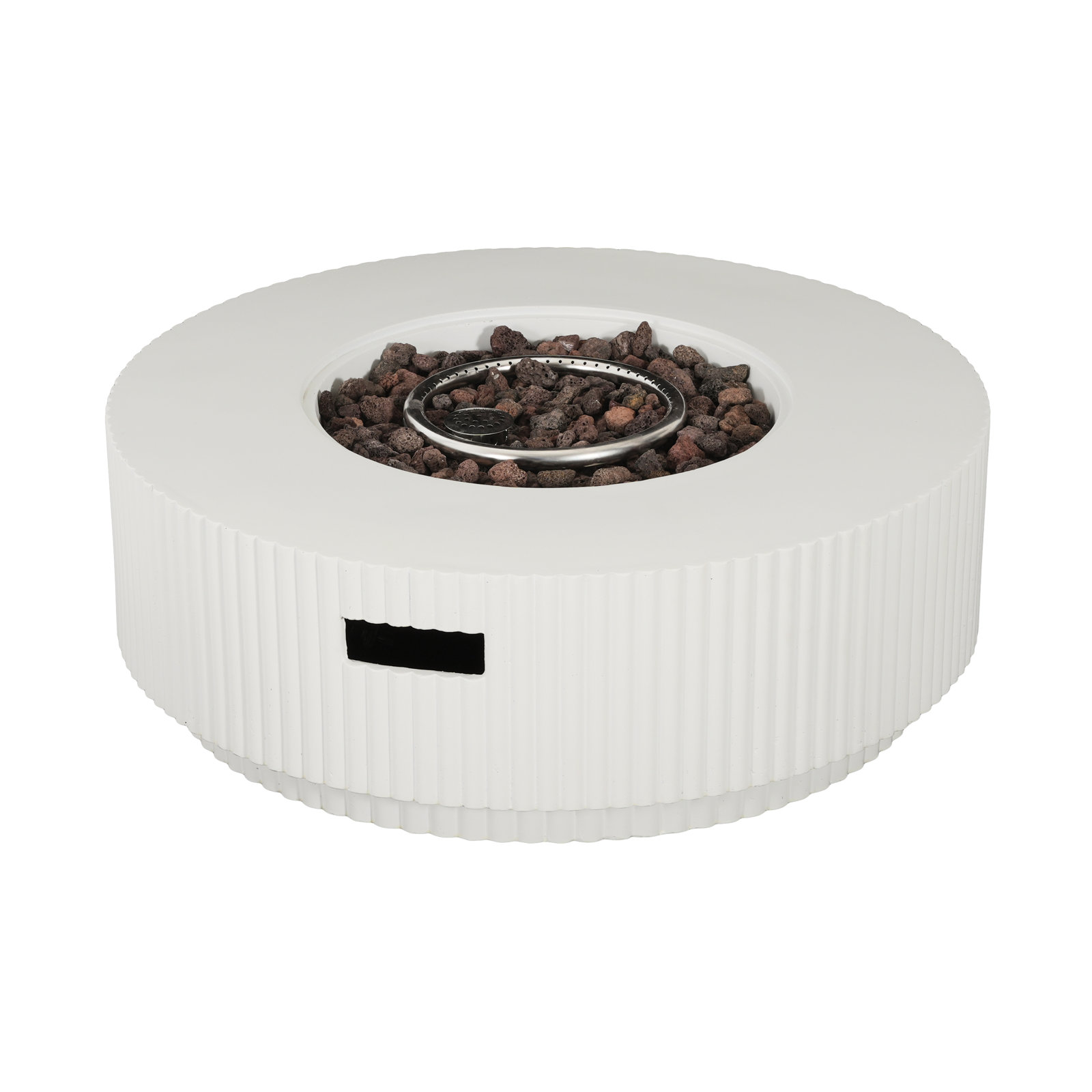 ROSCO Outdoor 40.000 BTU MGO Propane Fire Pit Table With Lid (Tank Holder Not Included), White