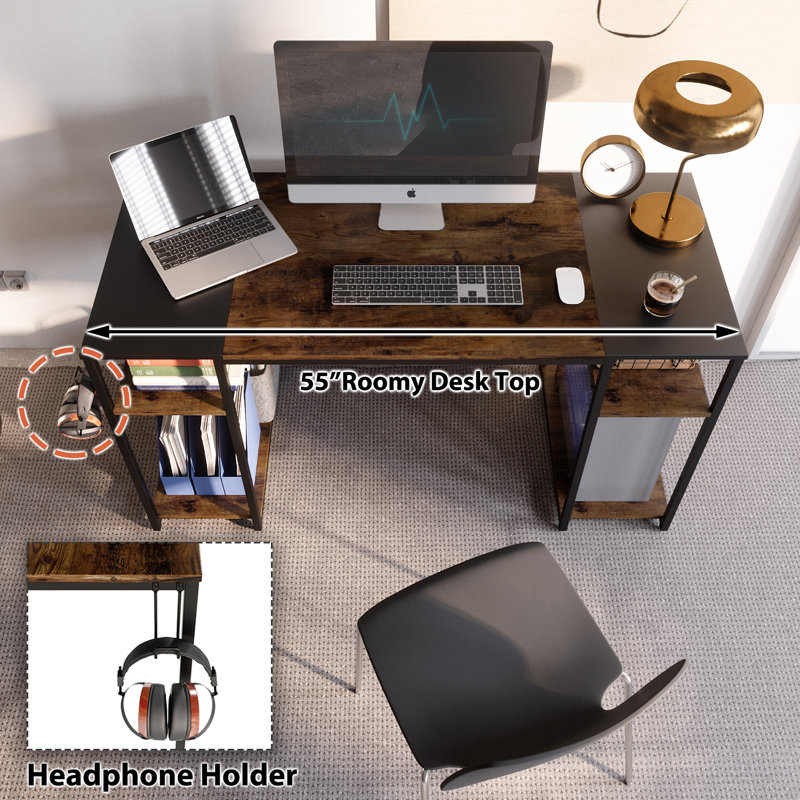 Bureau 55,11 po, Brun rustique / noir