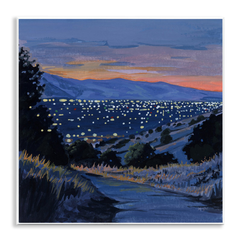 Plaque murale Desert City Lights au crépuscule, design par Kate Jarvik Birch