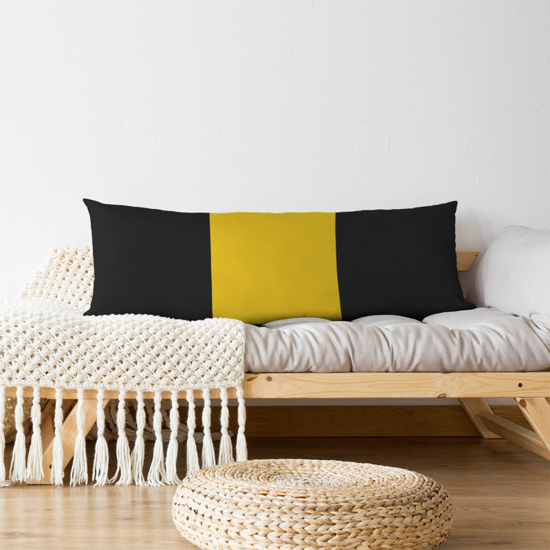 Stripes Medium Polyester/Polyfill Body Pillow, Black/Yellow Middle, Oklahoma Pistol
