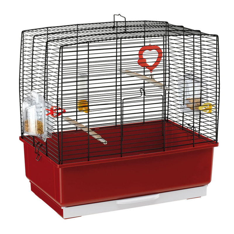 48.5cm Table Top Bird Cage with Perch, Black/Red