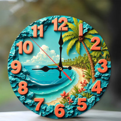 Horloge murale plage tropicale