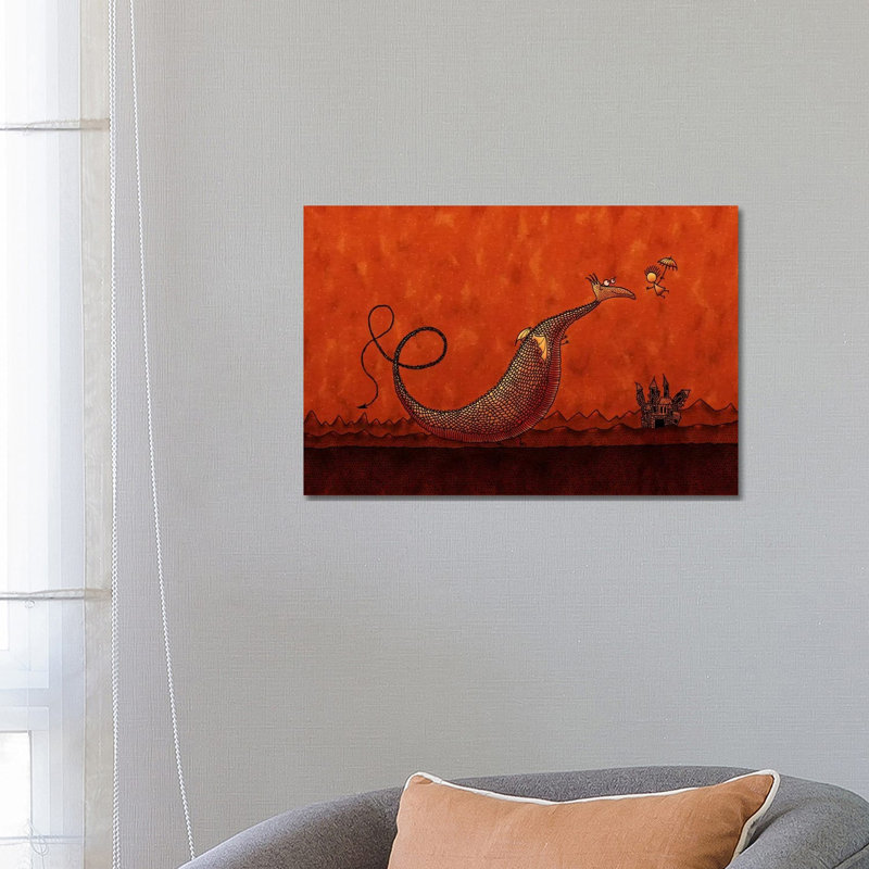 Castle & Dragon by Unknown Artist - Wrapped Canvas Painting, 66.04 cm H x 45.72 cm W x 1.91 cm D
