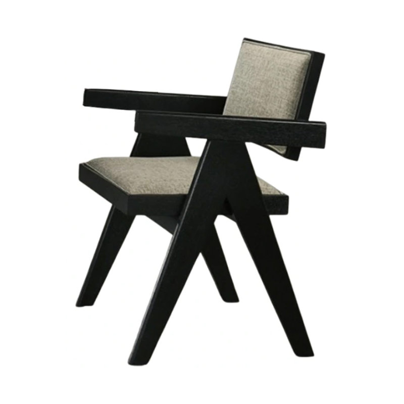 Ensemble de 2 chaises de salle à manger Toty, accoudoirs courbés, pieds arrière inclinés, tissu gris