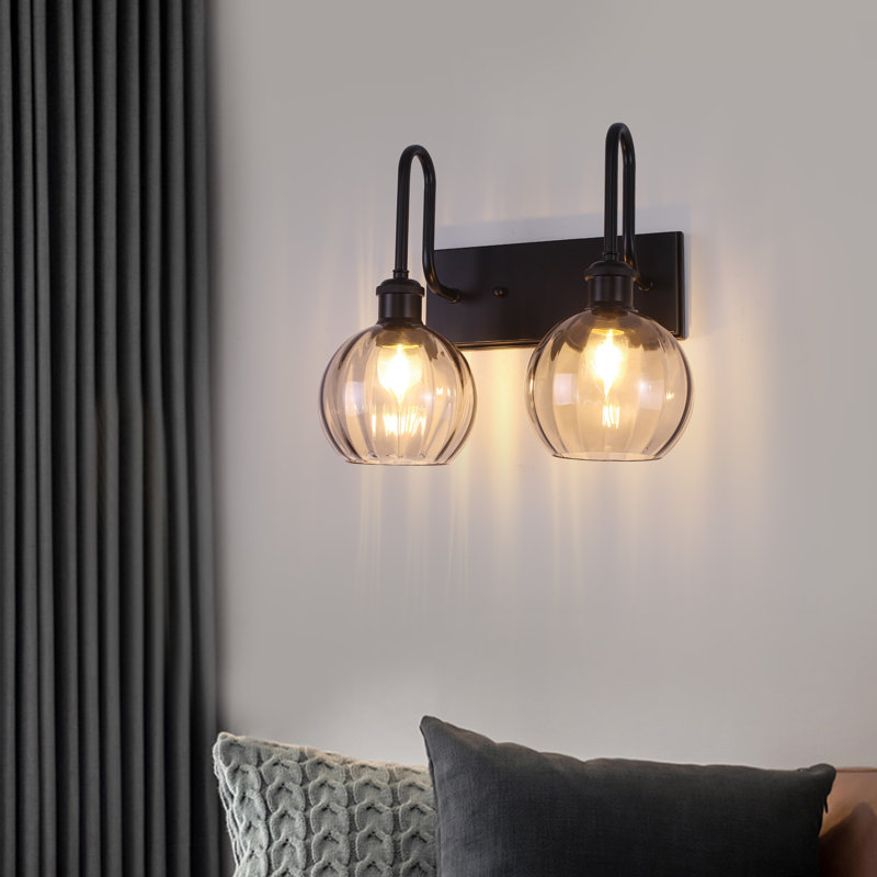 Éclairage pour salle de bain 2 lumières à intensité variable, Noir mat