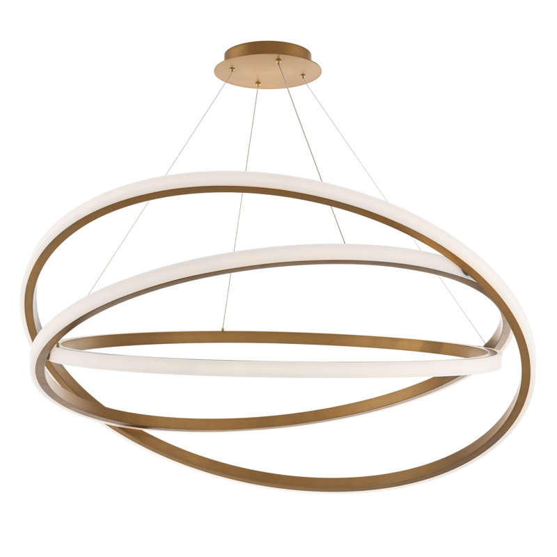 Veloce Unique Tiered Dimmable LED Chandelier, Aged Brass, 11.5" H x 47.875" W x 47.125" D