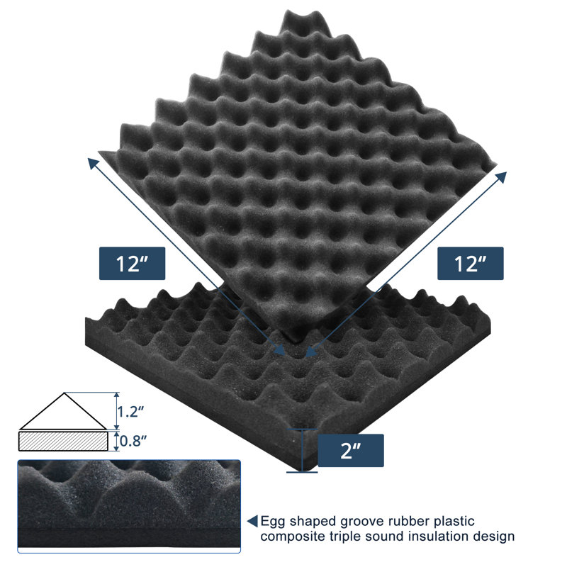 12 pièces en caoutchouc composite et coton insonorisant en plastique avec envers auto-adhésif panneaux muraux 12 * 12 pouces