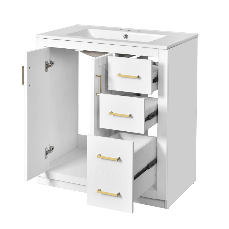 Meuble-lavabo 30 po avec lavabo en céramique, Blanc