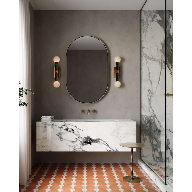 Beatrix Beige Bath Wall Sconce, Black