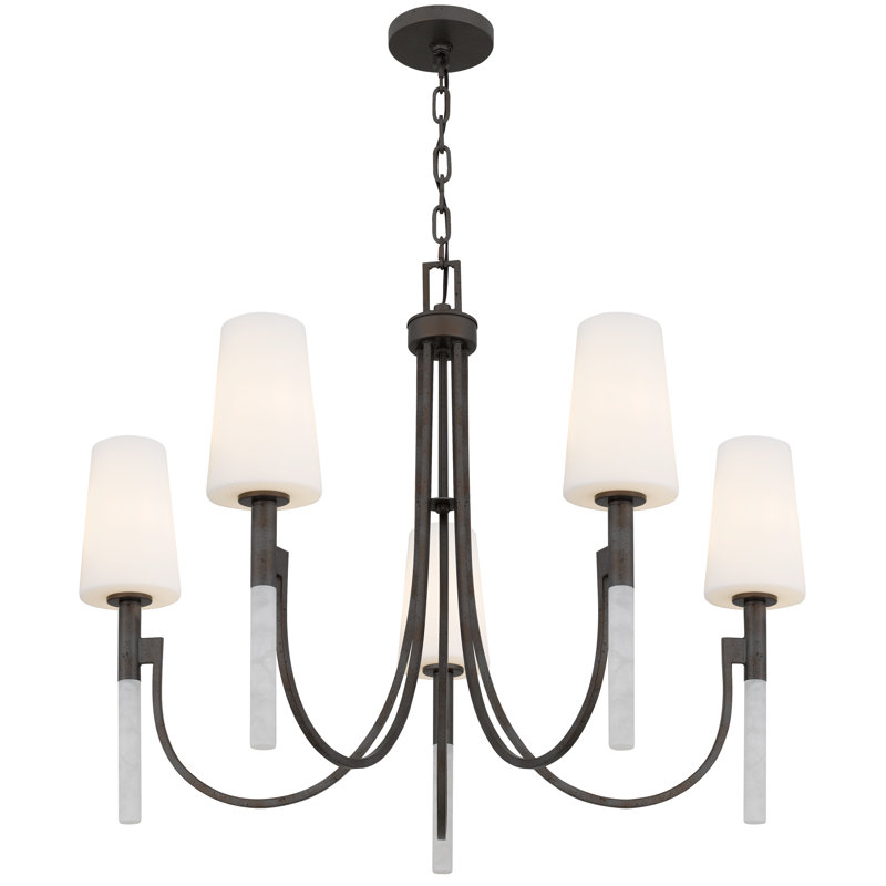 Lustre en fer 5 lumières Eloura, 5 lumières, 1 étage