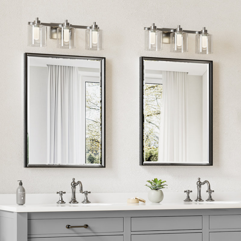 Miroir de salle de bain Lohoski, Noir mat, 32 po x 24 po