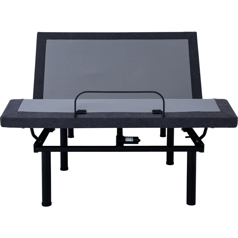 Base de lit ajustable pleine grandeur grise et noire, télécommande sans fil avec commandes tactiles rétroéclairées, réglages de mémoire zéro gravité, taille de la base de sommeil intégrée, esthétique, conception ergonomique pour