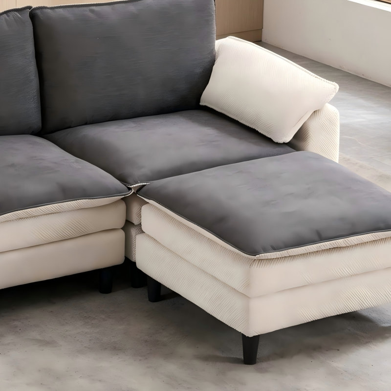 Canapé modulaire en L 70,87 pouces en forme de L - Chenille modulaire 2 places avec repose-pieds assorti