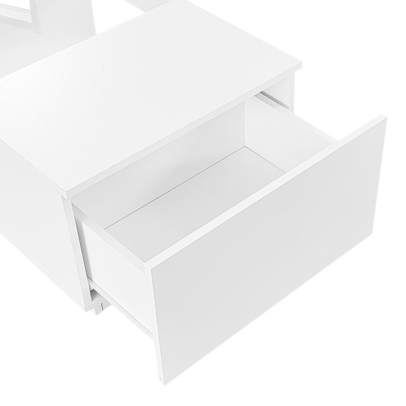 Pedestal Coffee Table with Storage, White