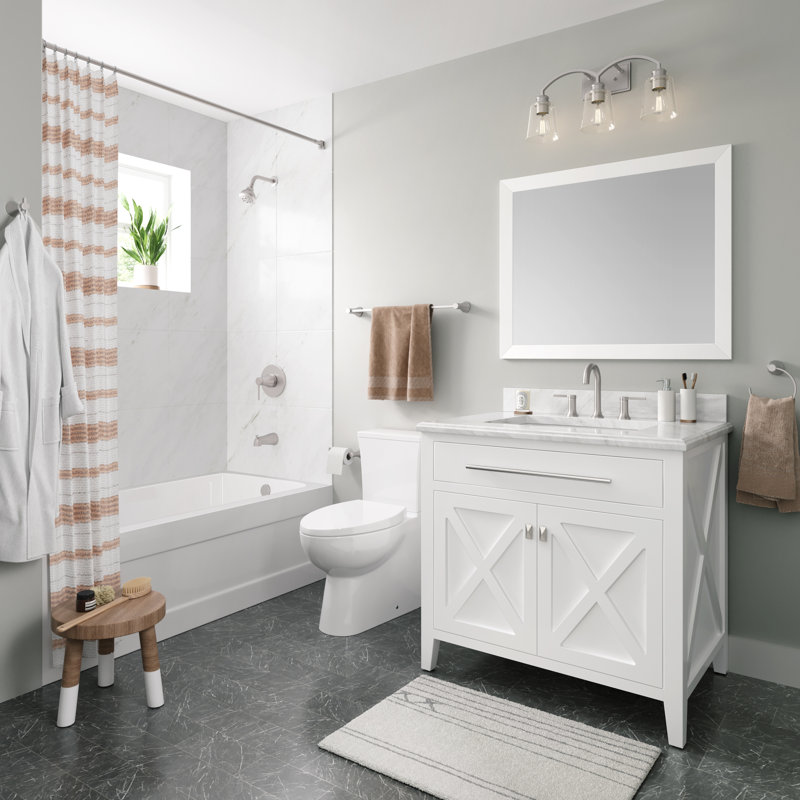 Robinet de salle de bain à large entraxe avec bonde, Nickel brossé