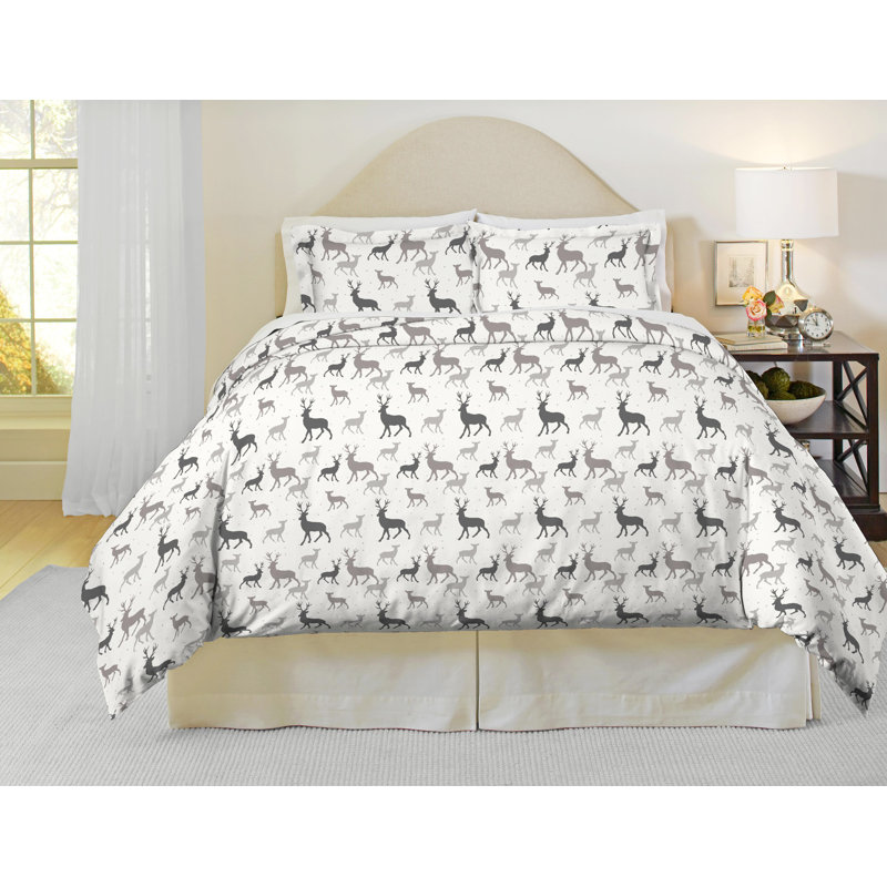 Autumn Deer Rustic Cotton Duvet Cover, Twin / Twin XL Duvet Cover + 1 Standard Sham