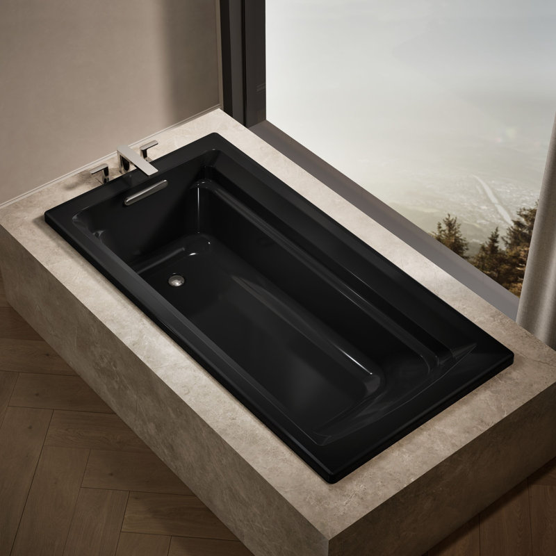 Archer 72" x 36" Drop-In Bathtub, Black