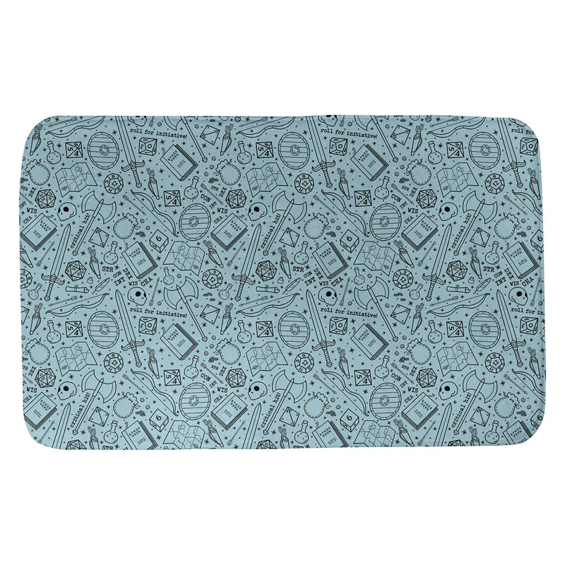 Tapis pour salle de bain rpg Leffel, l 17 po x L 24 po, Bleu / Noir