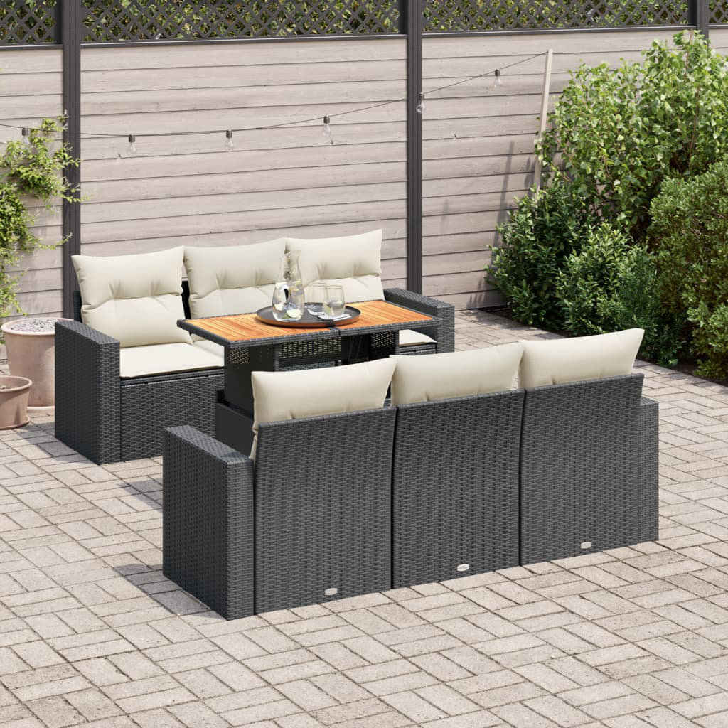 7-Tlg. Garten-Sofagarnitur Mit Kissen Poly Rattan