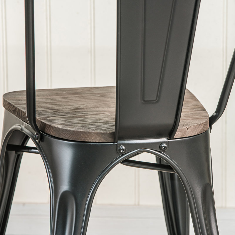 Ensemble de 4 chaises en métal et bois Esther, Noir / brun