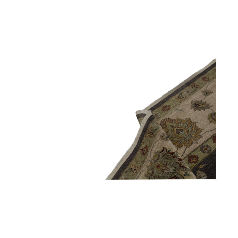 Tapis brun et crème noué à la main de haute qualité