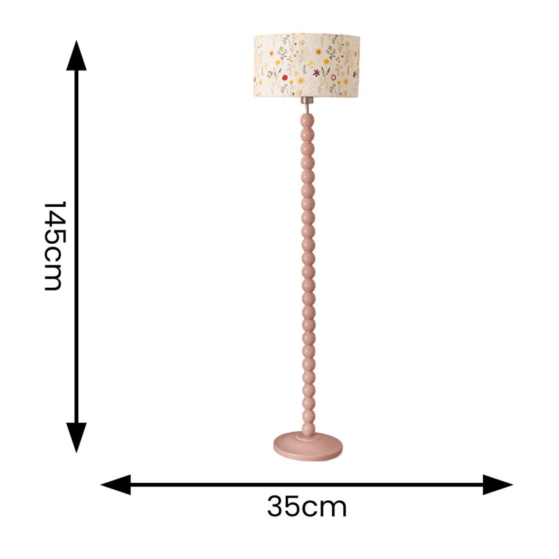 Aryianna 145cm Traditional Floor Lamp, Pink, No