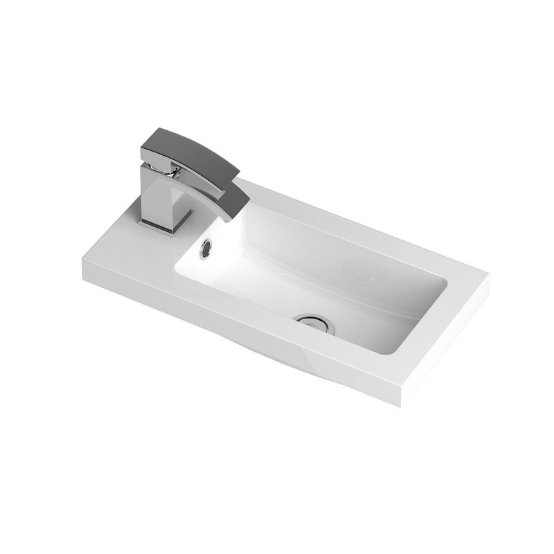 Fusion 505mm Single Bathroom Vanity with Integrated Polymarble Basin, Gloss Grey Mist