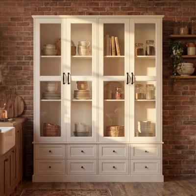 79" H Curio Cabinet With Lights & 8 Drawers
