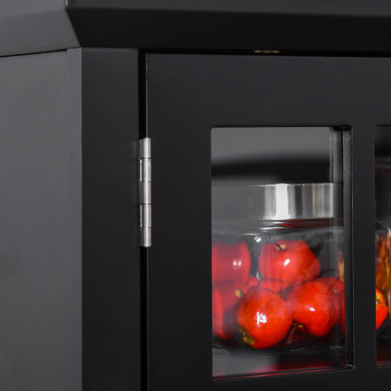 Buffet, armoire de cuisine, armoire noire, Noir