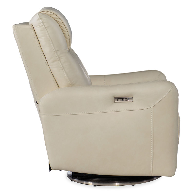Sheria Leather Power Recliner, Beige Genuine Leather