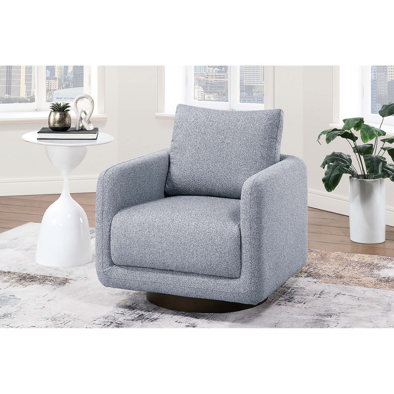 Fauteuil pivotant rembourré en tissu Grey, Gris