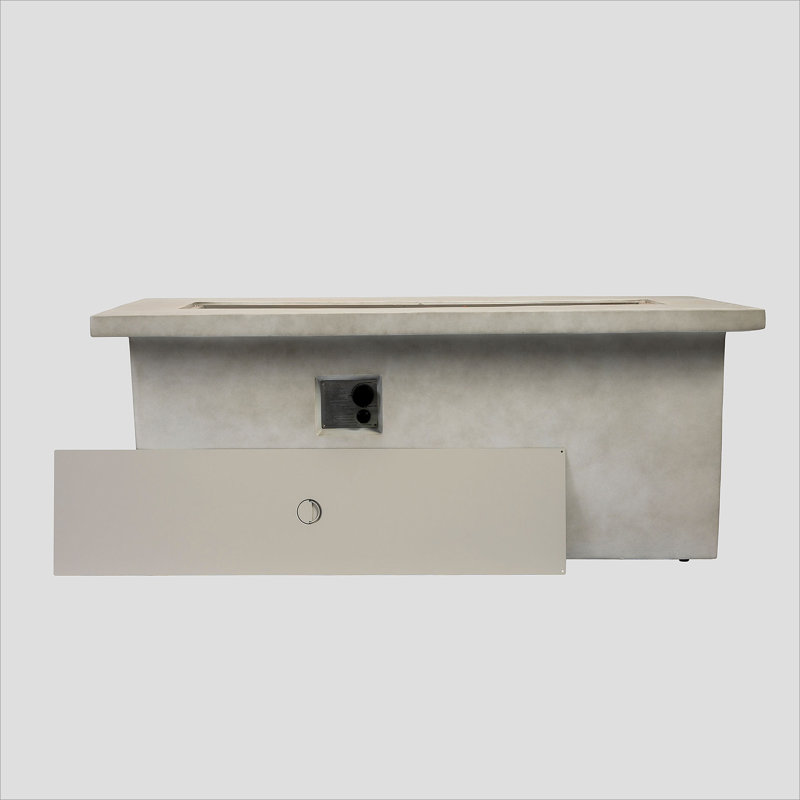 Foyer de table au propane 60 po 60 po, foyer d'extérieur rectangulaire en béton de 60000 BTU pour cour extérieure - gris clair