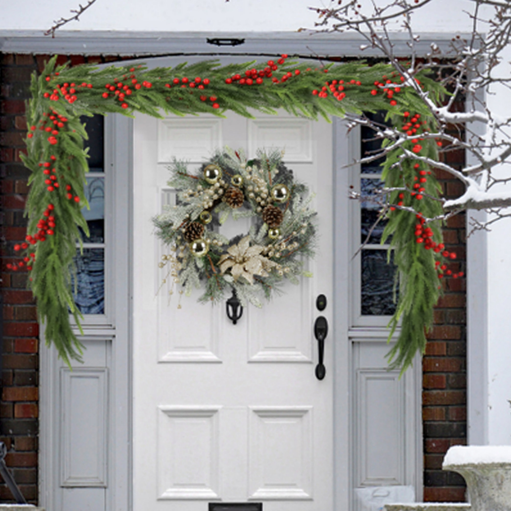 2-Pack Of  Pre-Lit Faux Spruce Garland, 9' L