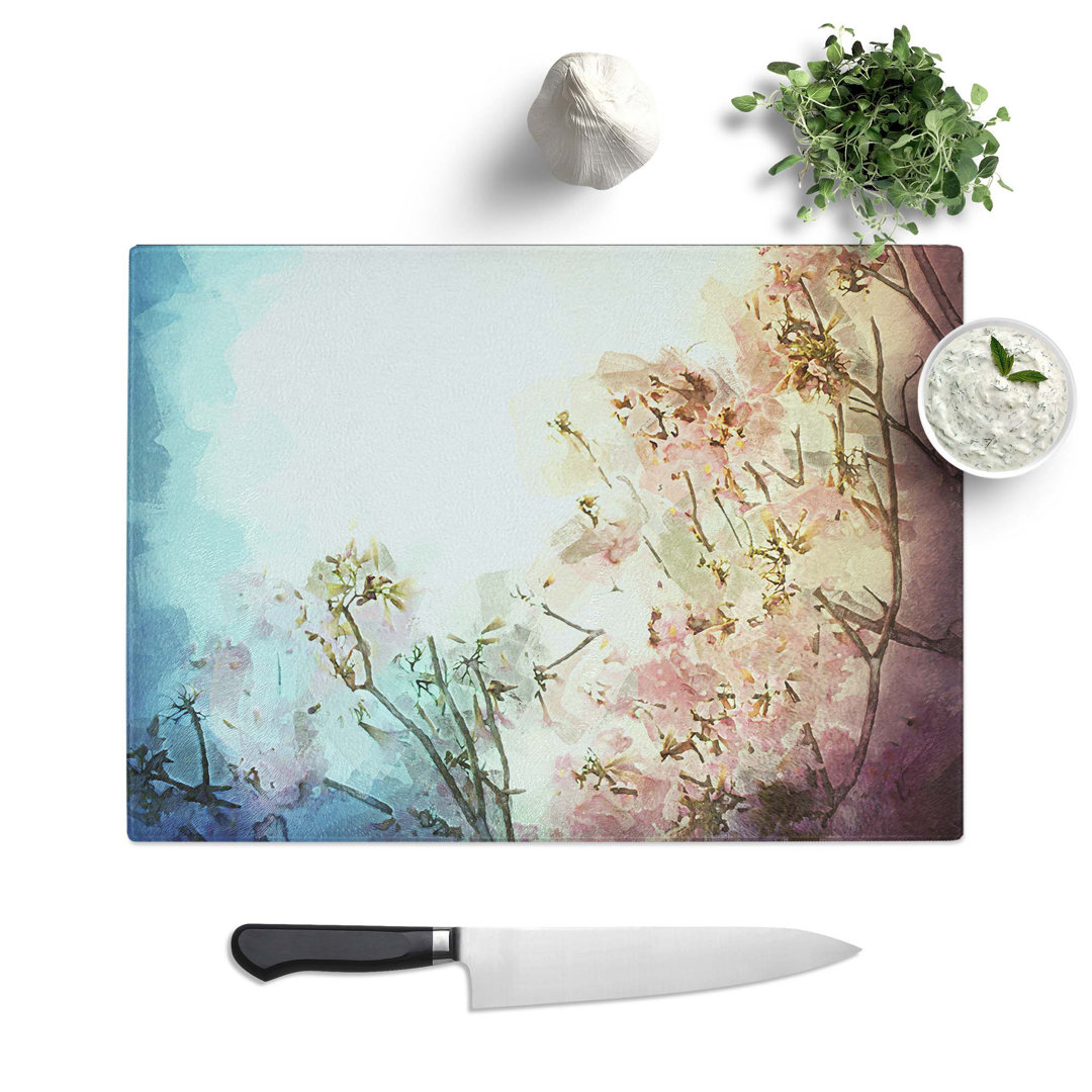 Tempered Glass Pretty Cherry Blossom Tree Chopping Board
