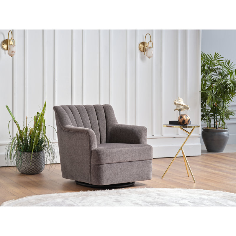 Urbane 31.5'' Wide Swivel Armchair, Gray Polyester Blend