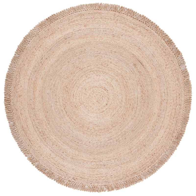 Tapis naturel en jute / sisal tissé à plat à la main Winslow, Rond 6 pi