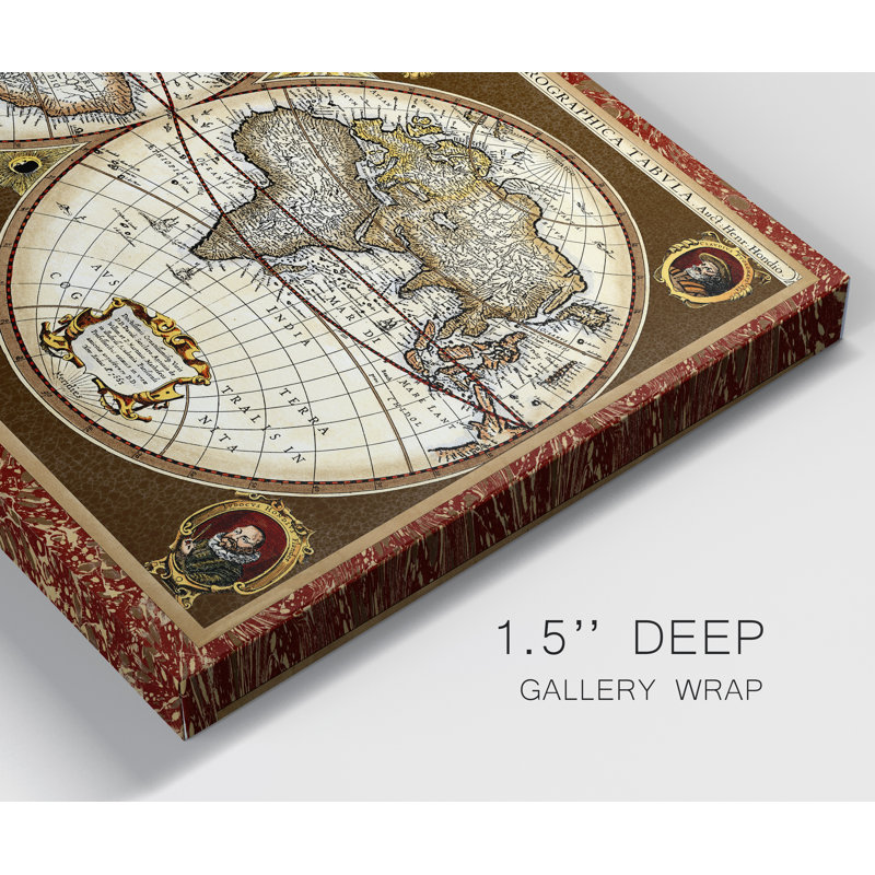 «Decorative World Map», reproduction d'art sur toile, H 12 po x l 8 po x P 1 po
