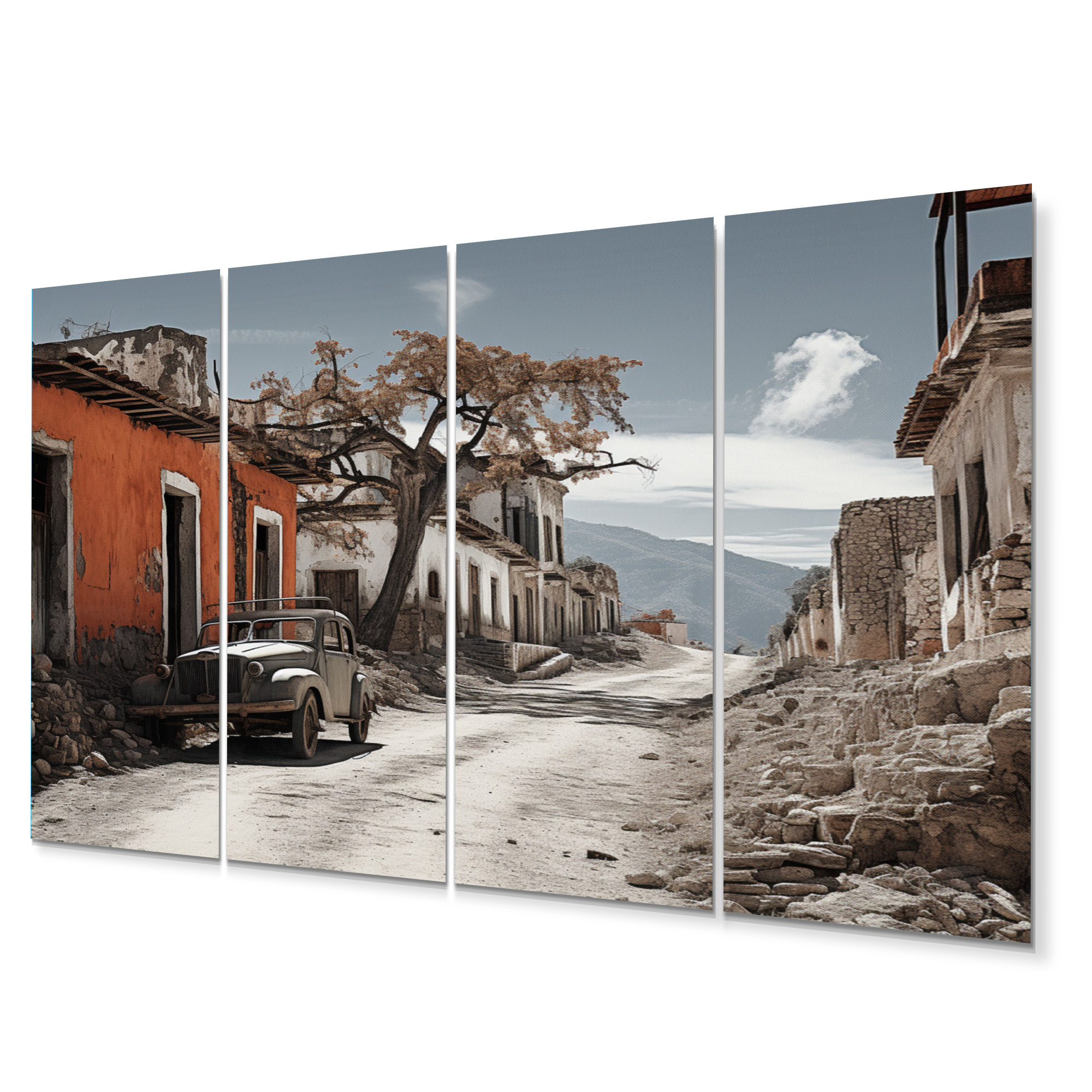 DesignArt Dominican Rustic Village Rustic Metal Wall Art Living Room