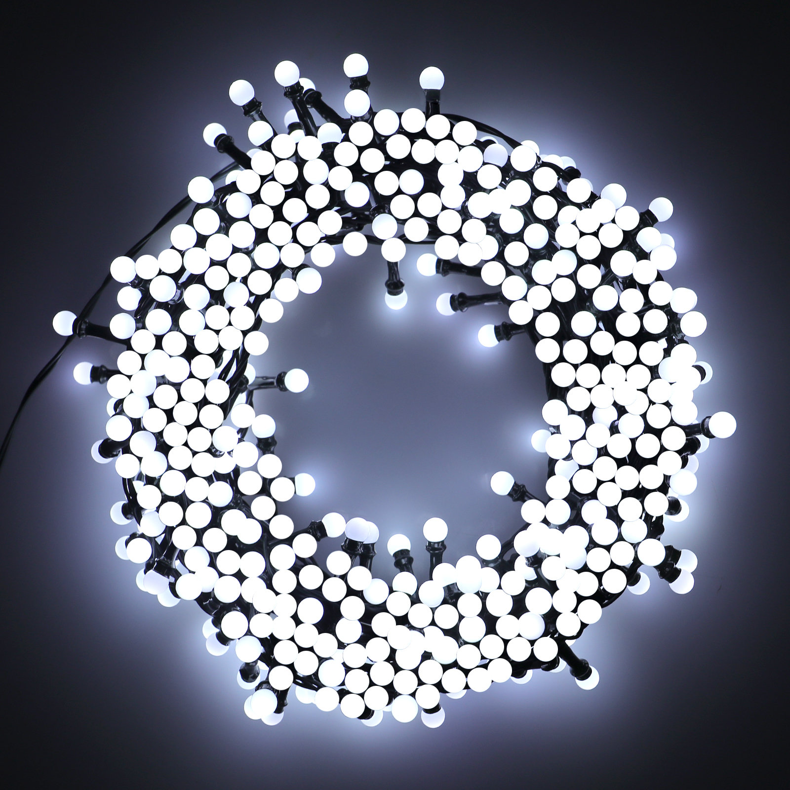 Outdoor LED String Lights with Modes, Cool White, 787"